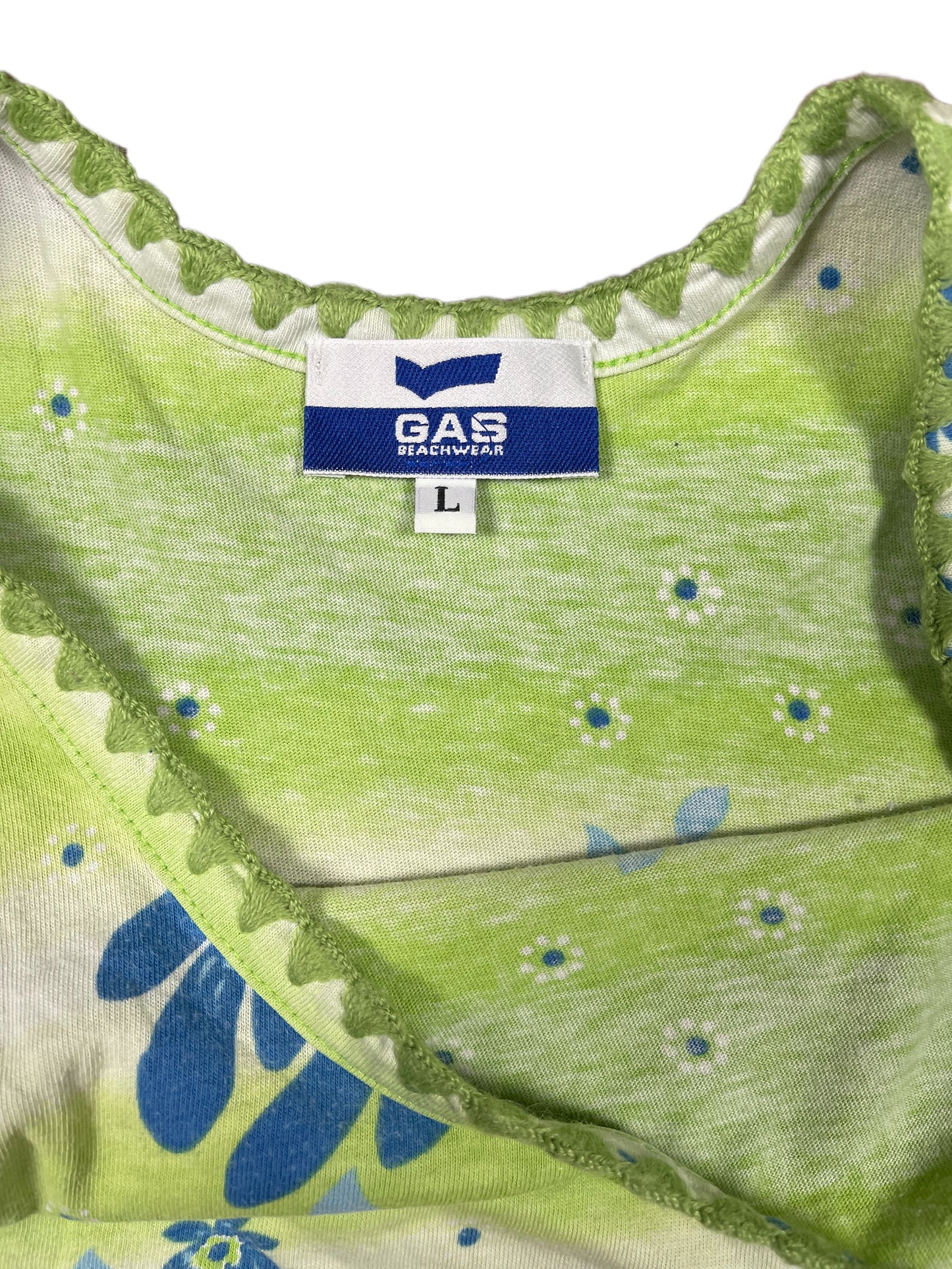 Y2k Gas Sleeveless Top Flower Green - L