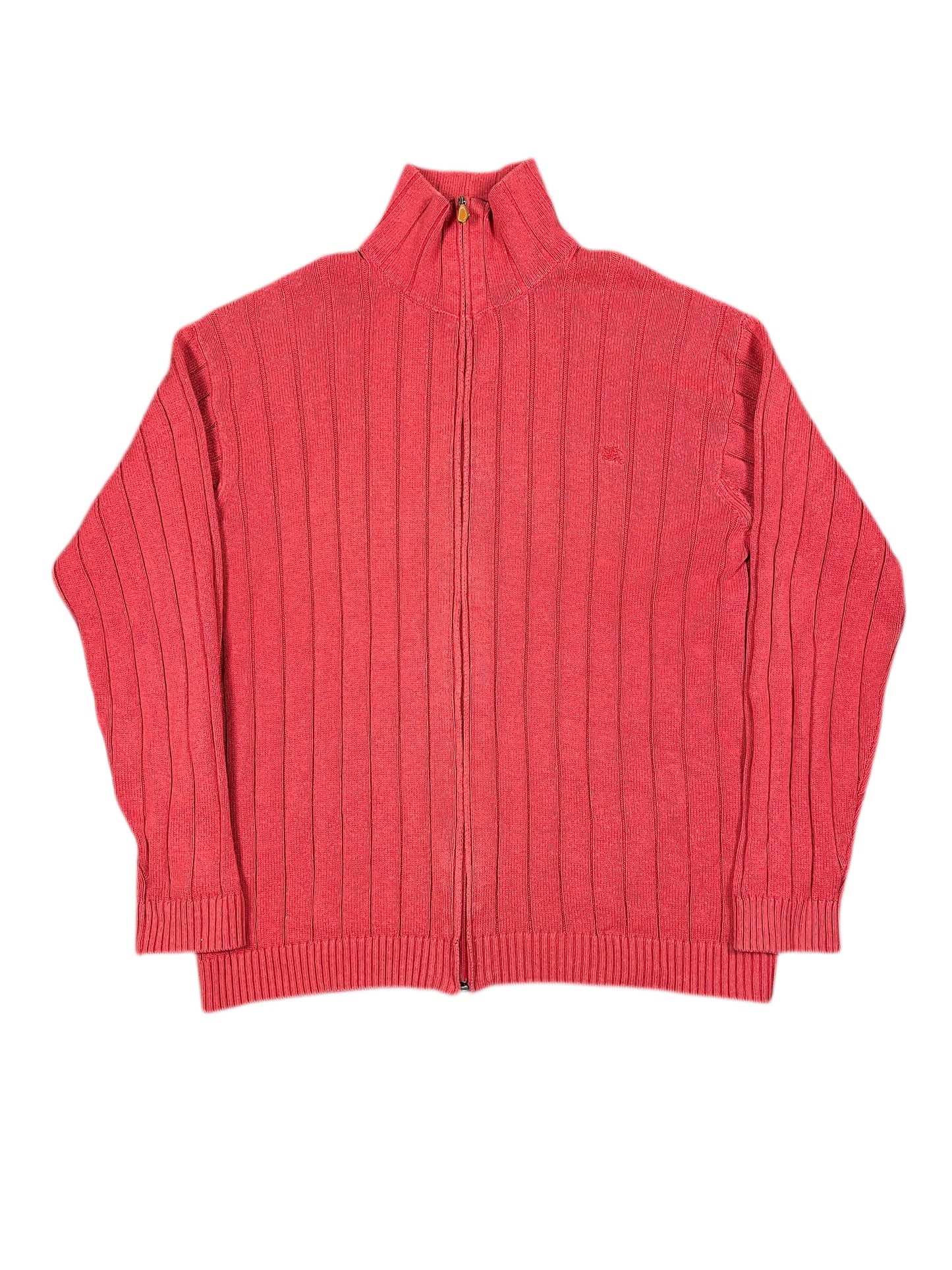 Y2k Burberry Zip Knitted Sweatshirt Red - XXL