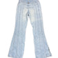 Y2k New London Denim Pants Low Waist Flared Light Blue - S