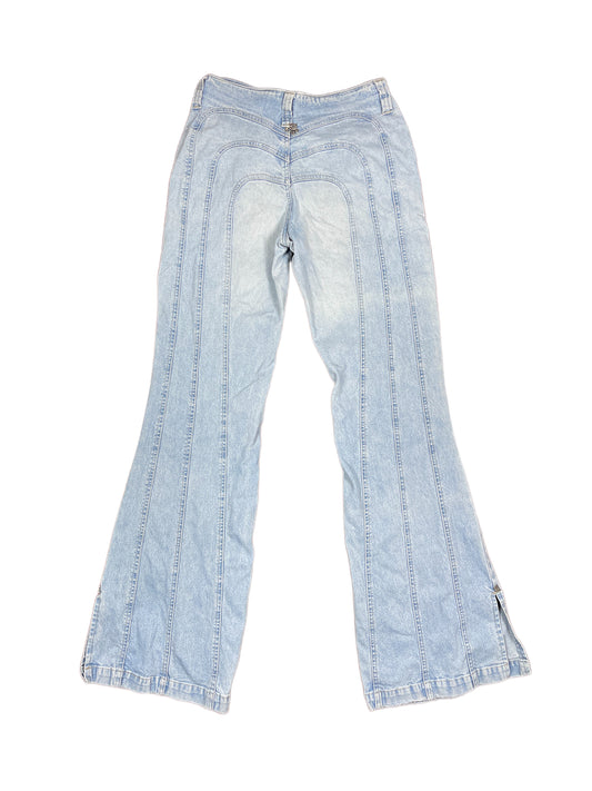 Y2k New London Denim Pants Low Waist Flared Light Blue - S