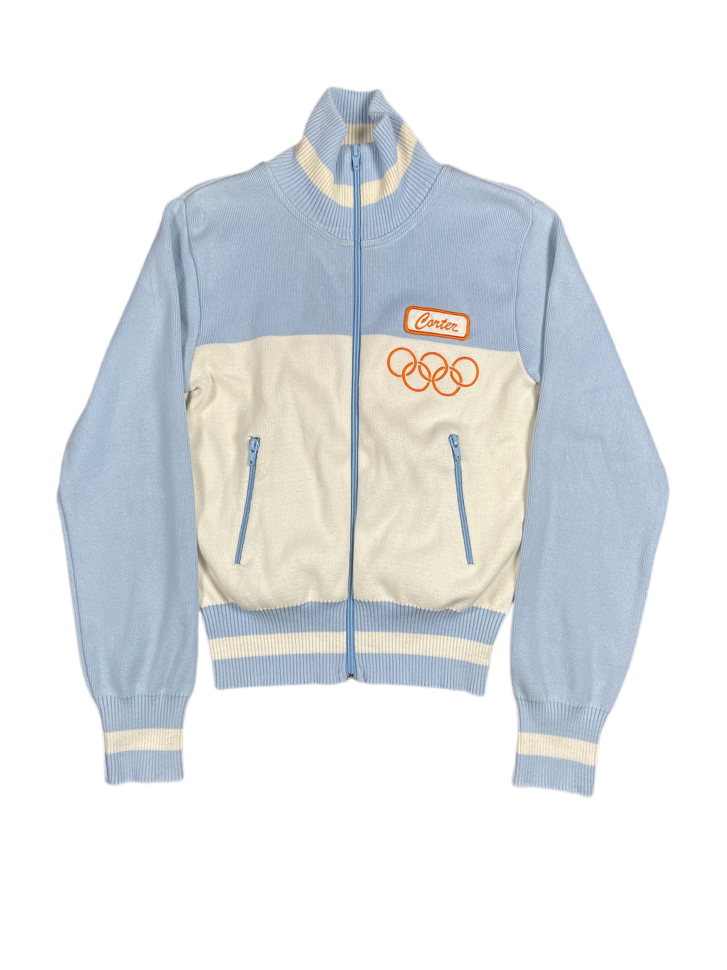 Y2k Franklin Marshall Zipper Sweatshirt Blue White - S