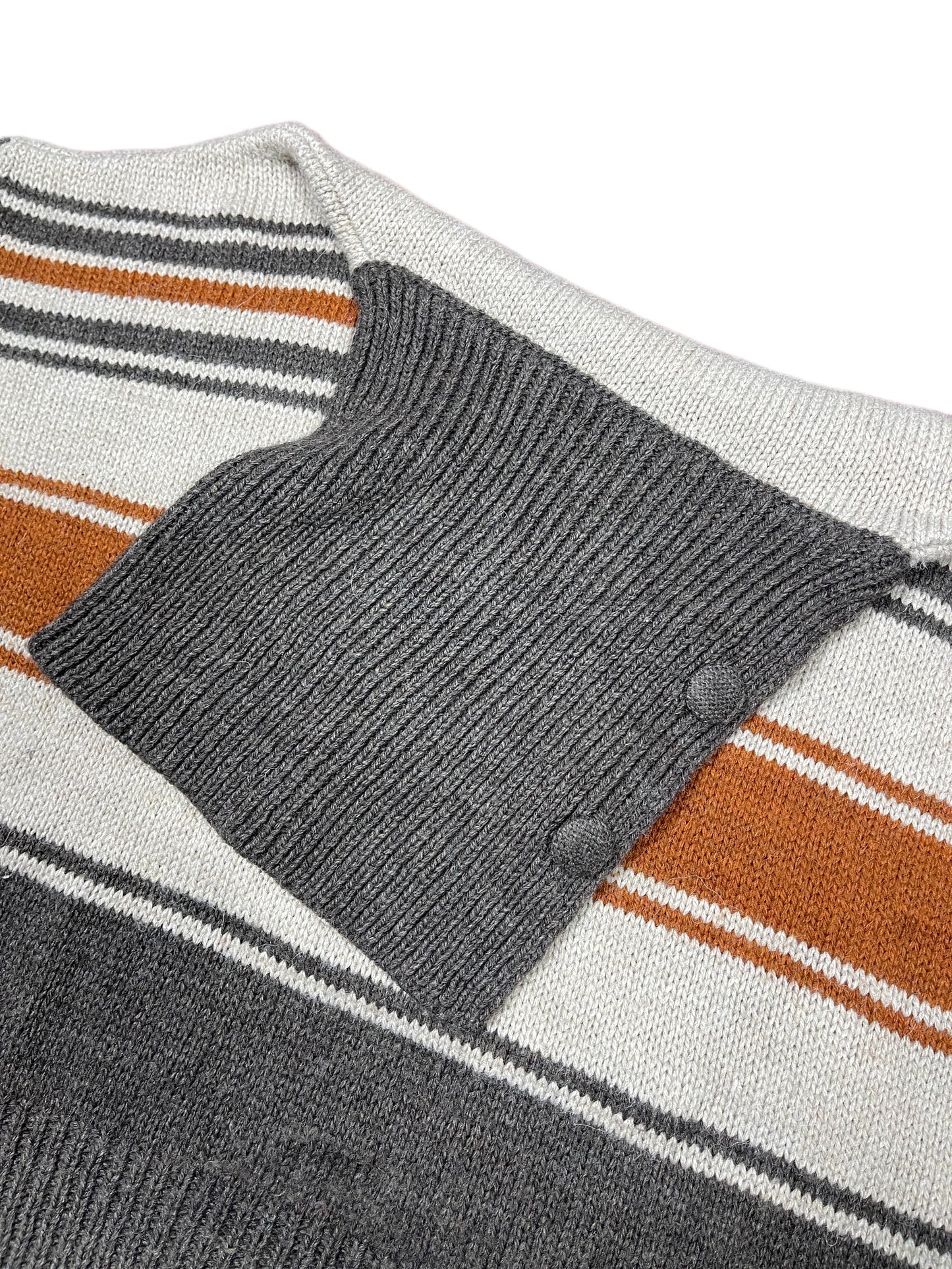 Y2k Short Sleeve Knitted Turtleneck Jumper Beige Orange - L/XL