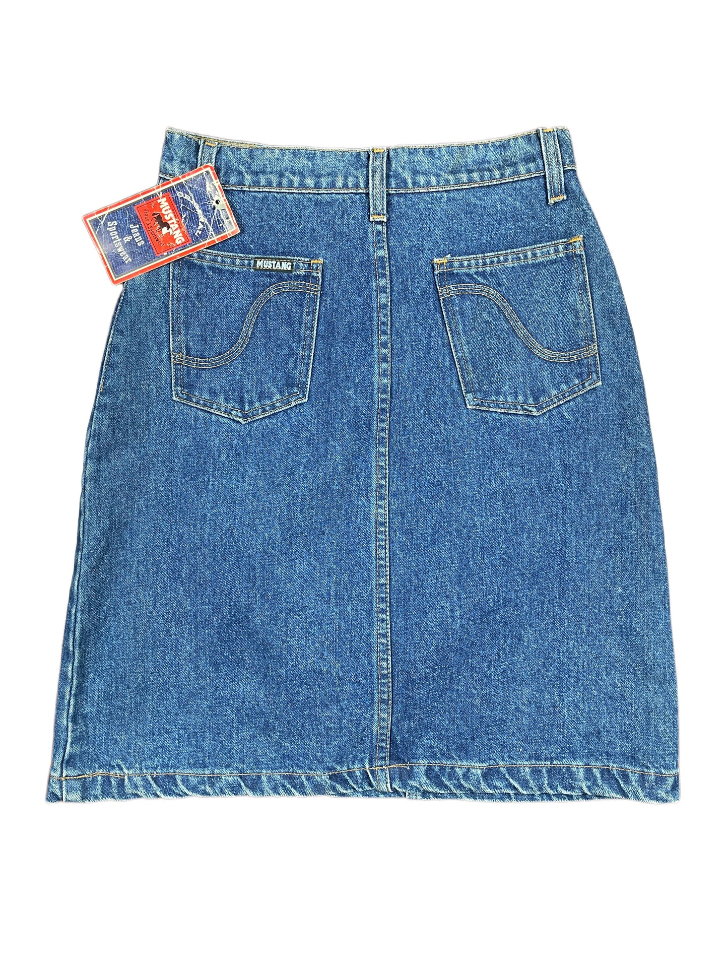 Vintage Mustang High Waist Denim Skirt Blue - S