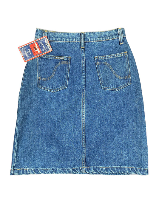 Vintage Mustang High Waist Denim Skirt Blue - S