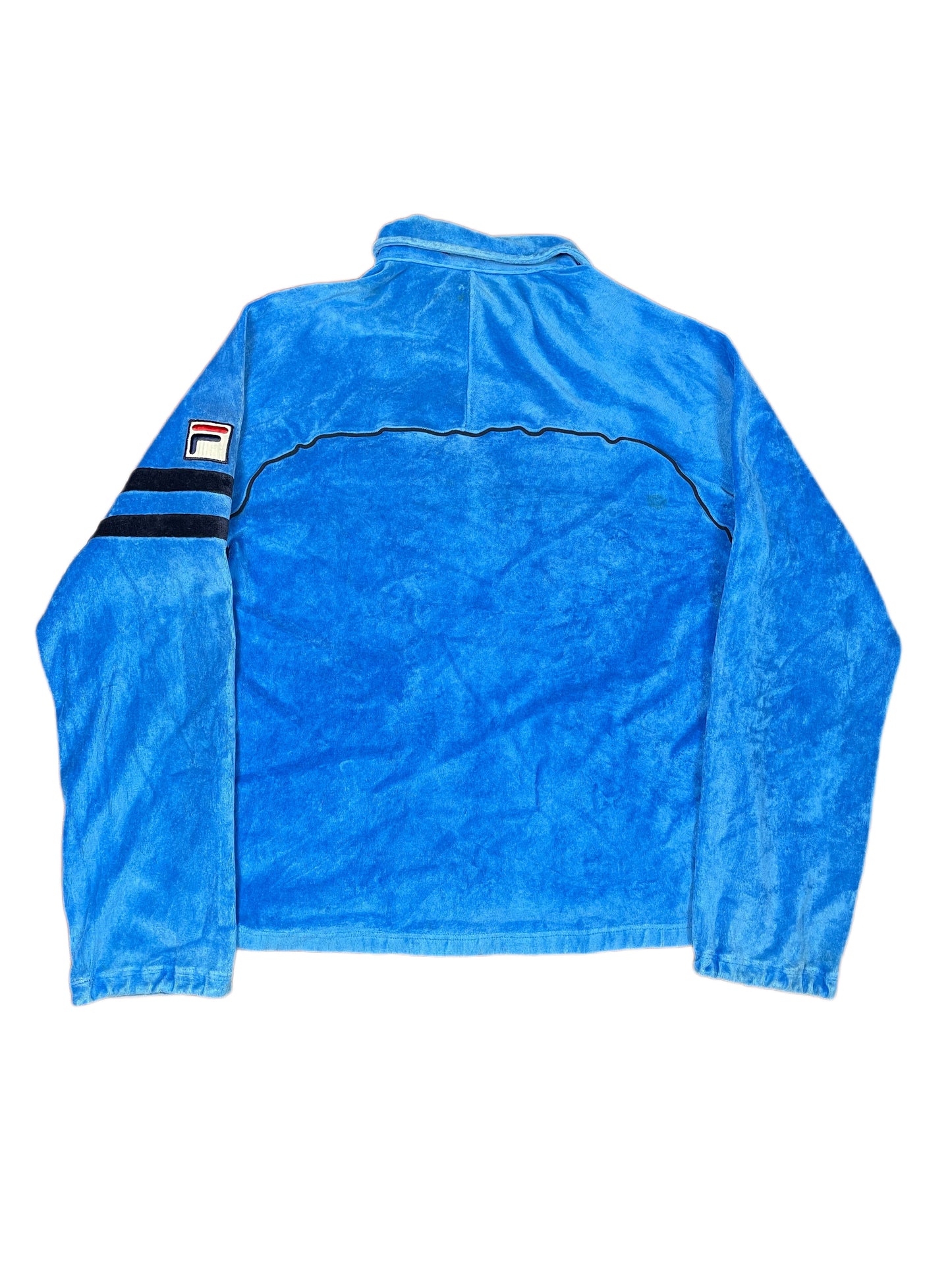 Vintage Fila Flannel Fleece Zipper Sweatshirt Blue - S