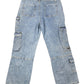 Gilipur Y2k Style Bootcut Cargo Denim Pants Blue - XXL