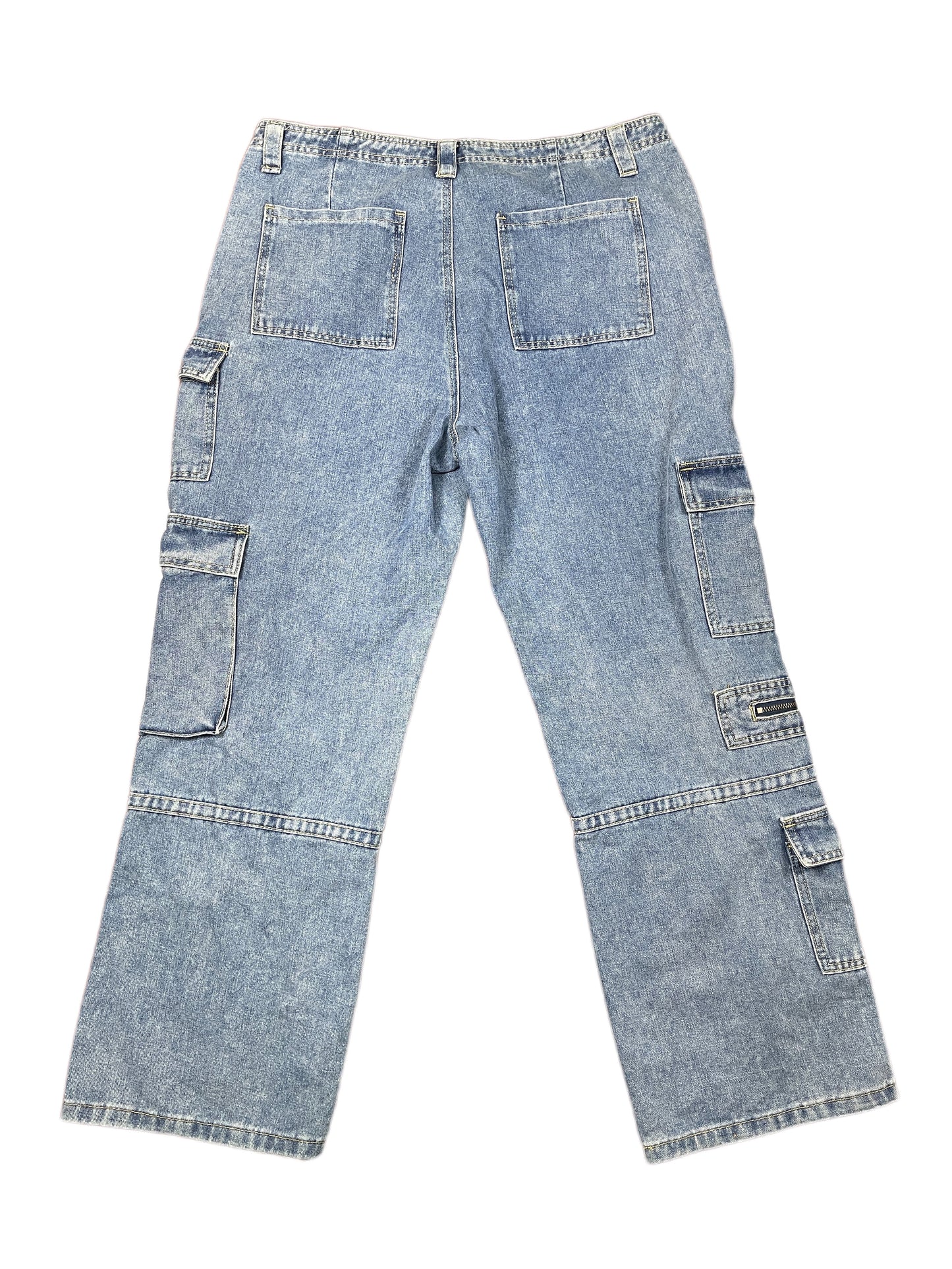 Gilipur Y2k Style Bootcut Cargo Denim Pants Blue - XXL