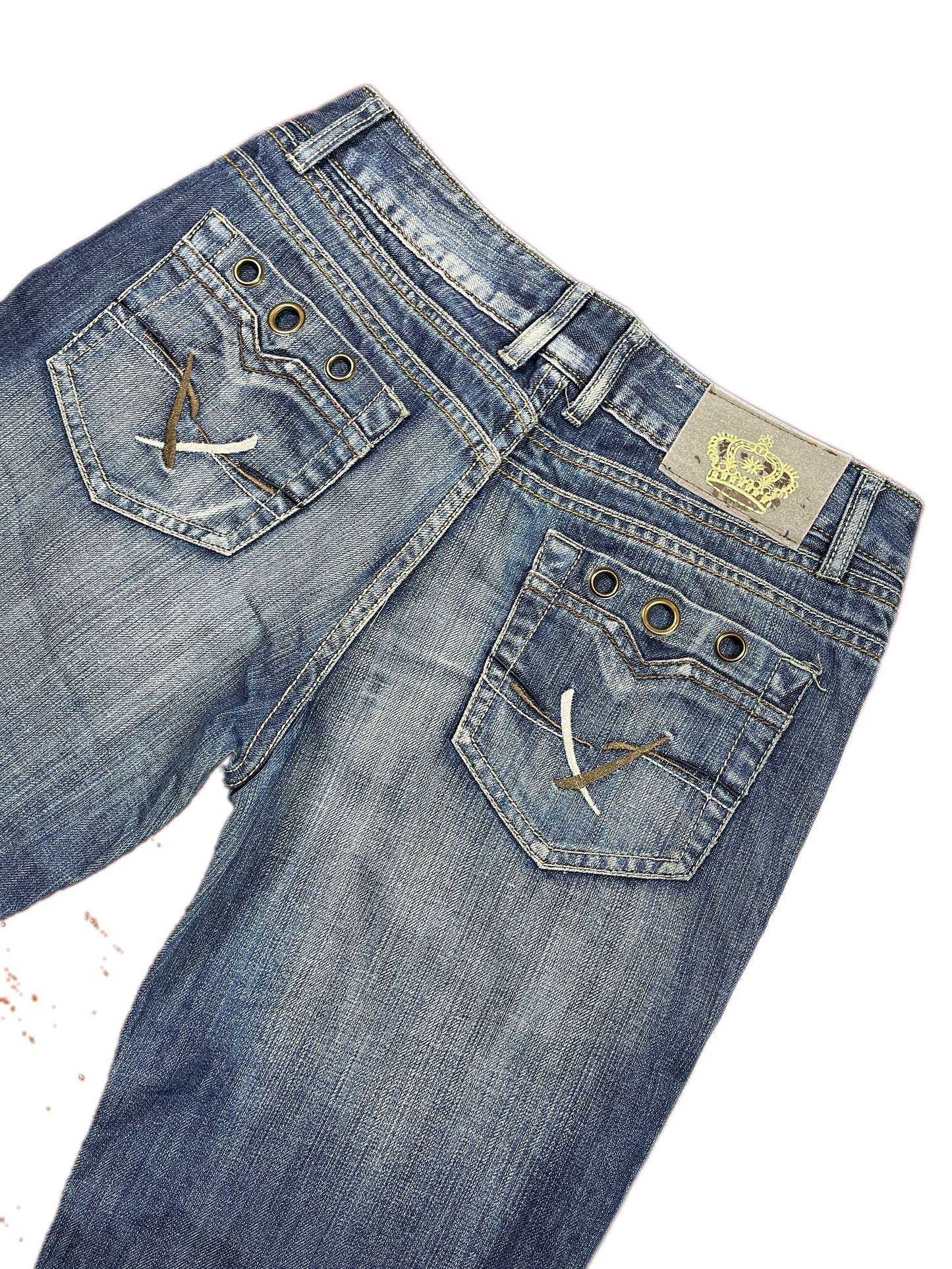 Y2k Miss Chic Low Waist Bootcut Denim Pants Blue - M