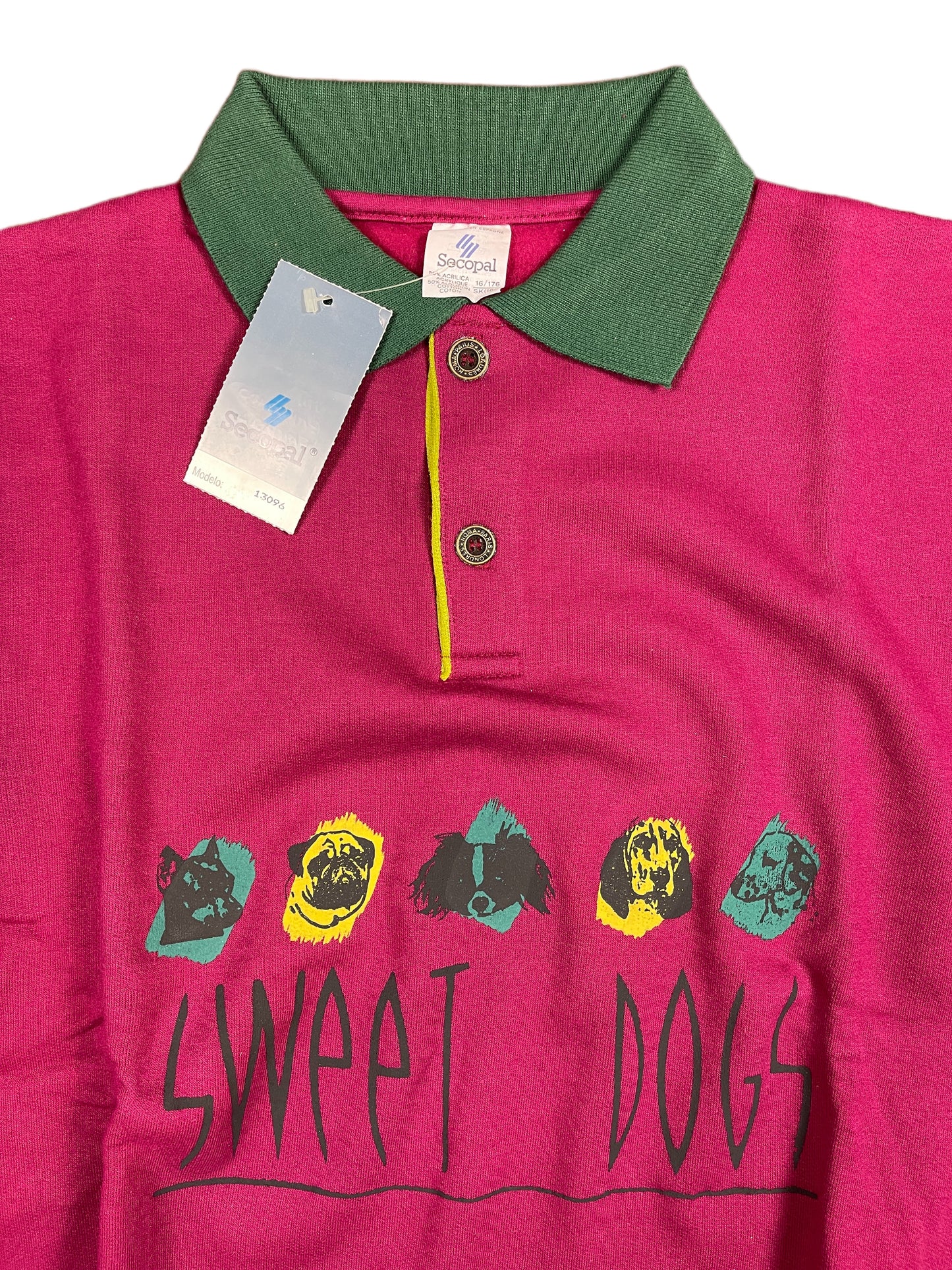 Vintage Secopal Sweet Dogs Polo Sweatshirt Red Burgunder - XS