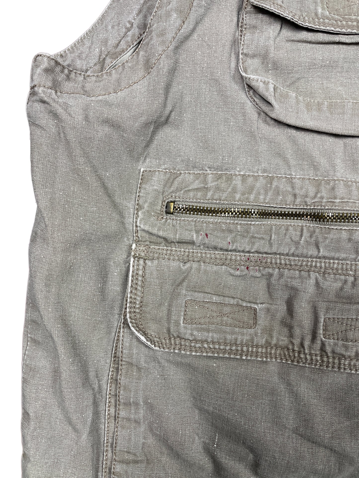 Vintage Springfield Cargo Vest Beige Gray - L