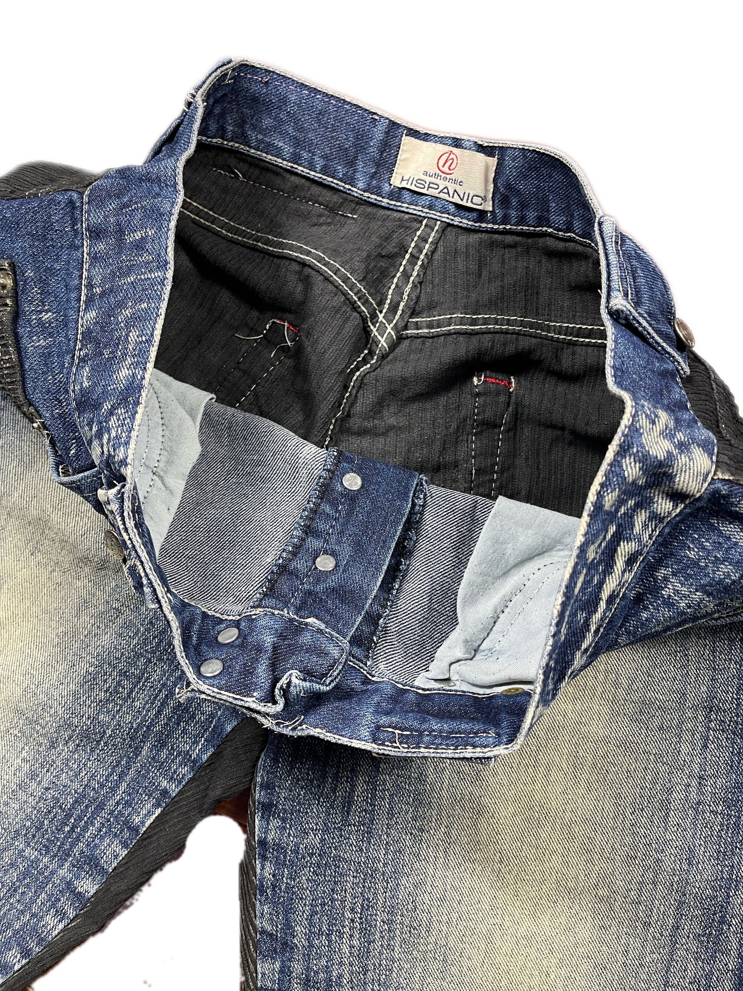 Y2k Authentic Hispanic Low Waist Bootcut Corduroy Denim Pants Blue Black - XXL