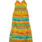 Y2k Sleeveless Dress Orange Green - M