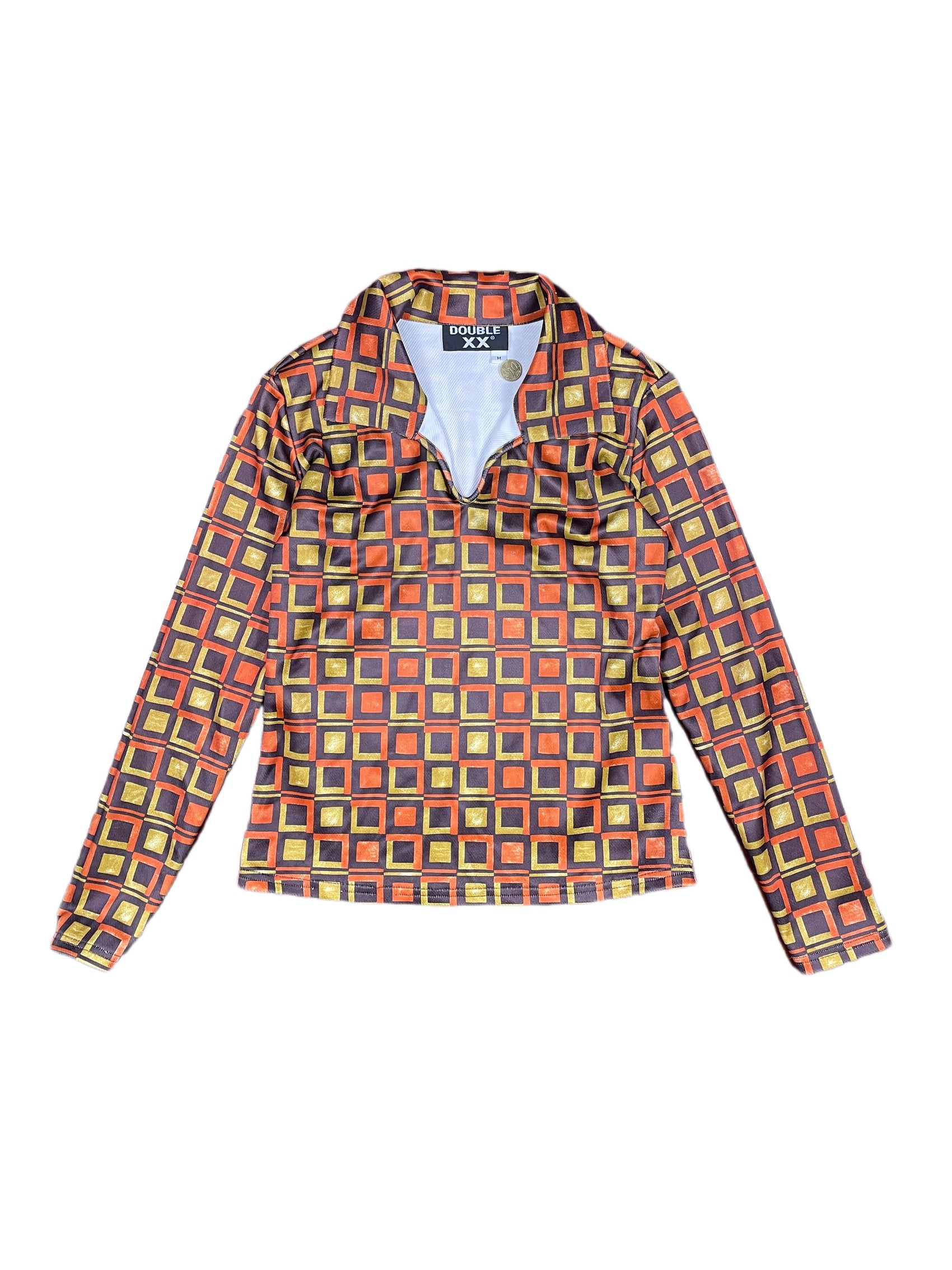 Double XX Long Sleeve Top Brown Orange - M