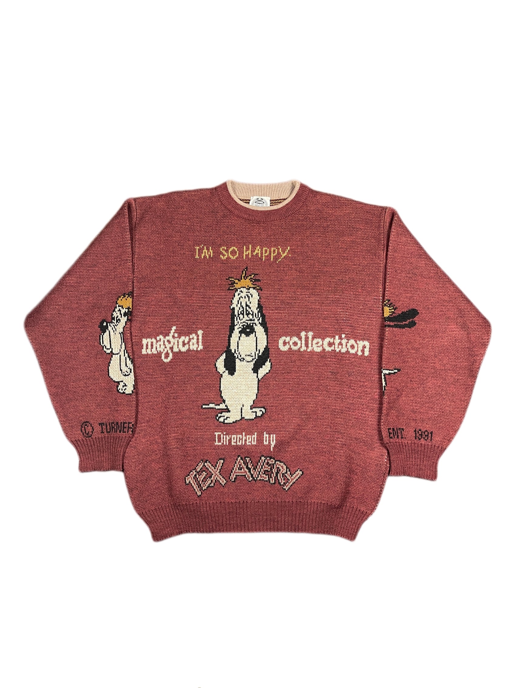 Vintage Droopy Studio Aventures Chunky Knitted Sweatshirt Red - XL