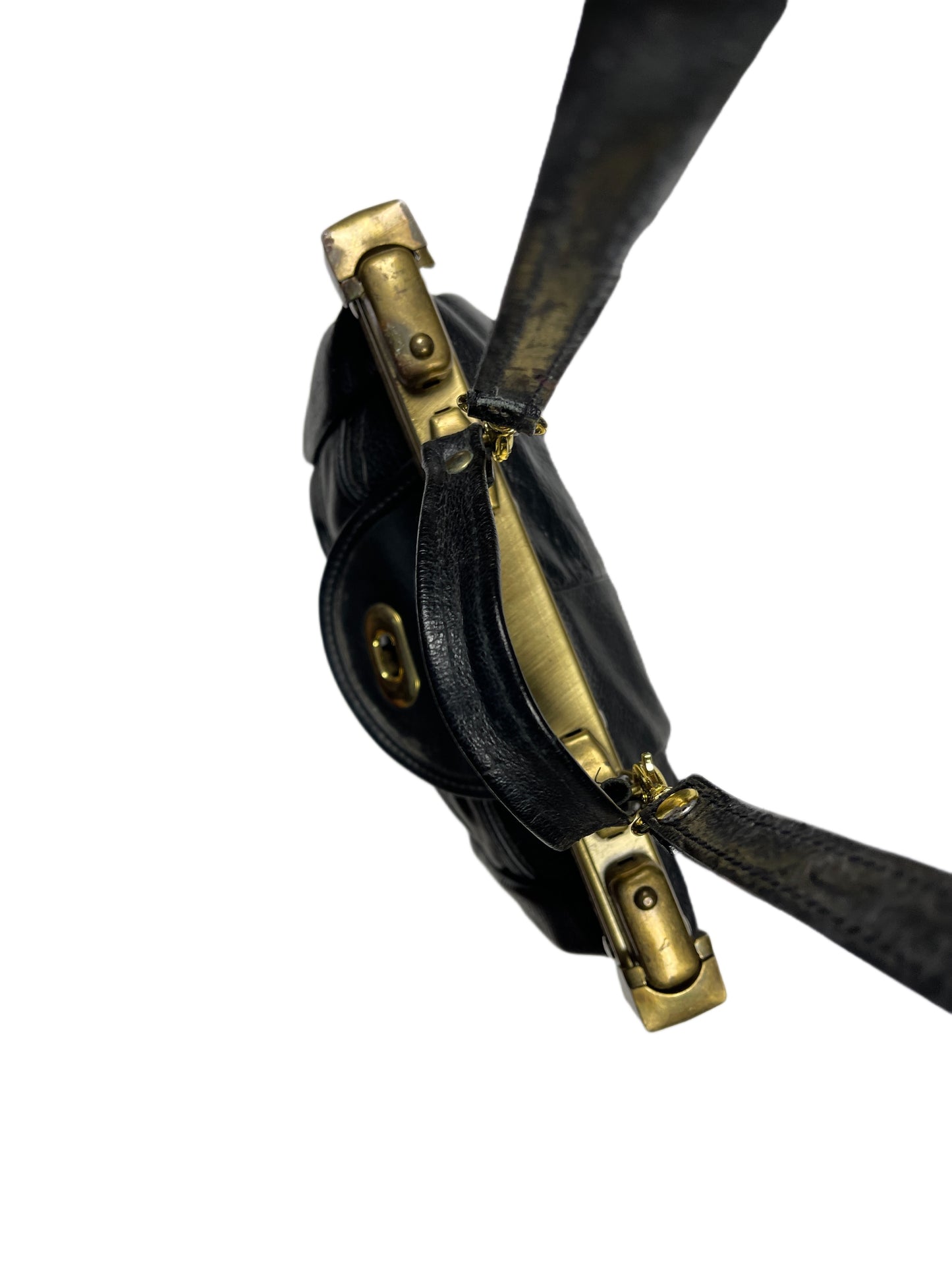Vintage 70s Leather Shoulder Bag Black