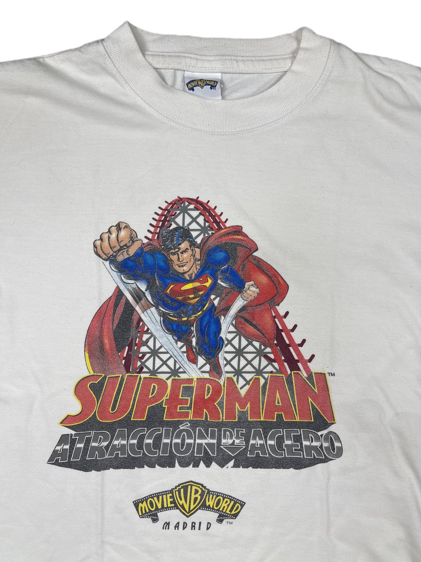Vintage Superman Warner Bros Movie World T-Shirt White 2002 - S