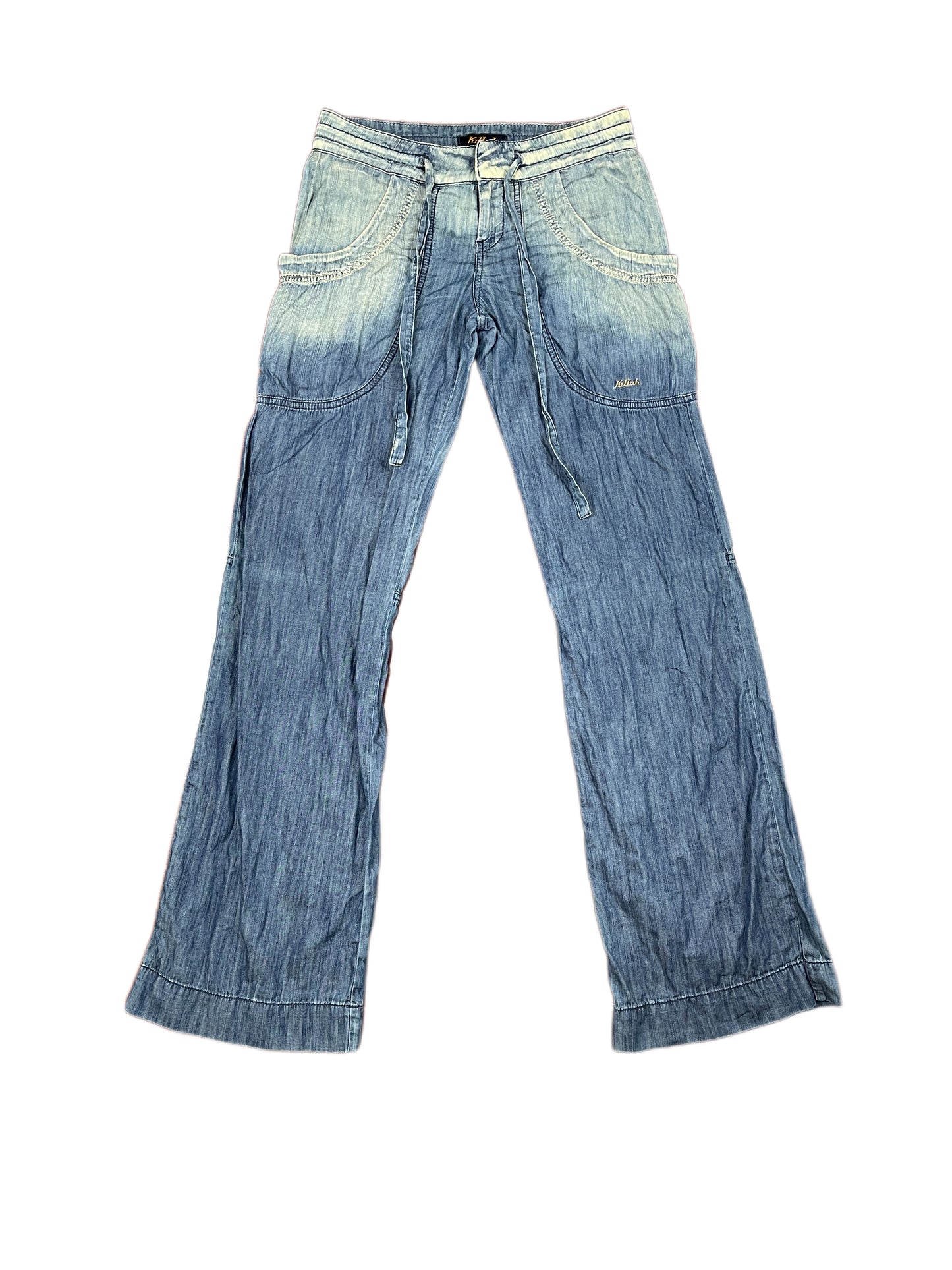 Y2k Killah Soft Cloth Pants Low Waist Blue - S