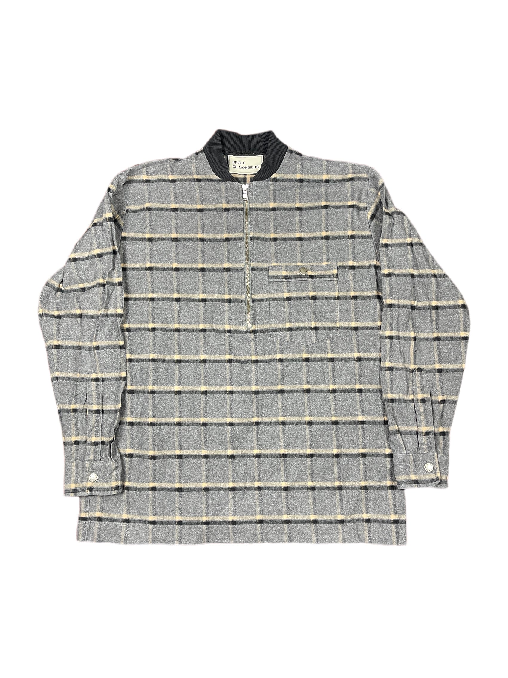 Drole De Monsieur Thin Half Zip Jacket Gray - M