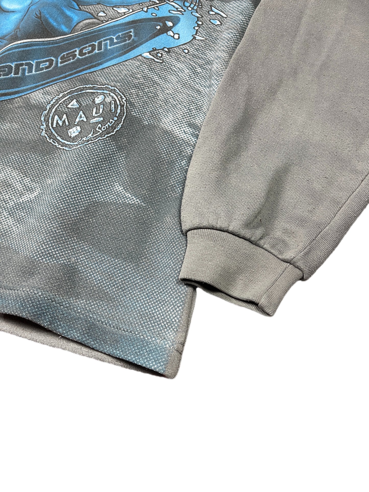 Y2k Maui and Sons Surf Shark Sweatshirt Gray - S/M
