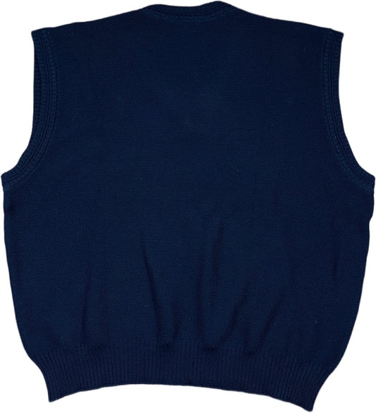 Vintage Hp.Roessler Sweater Vest Navy Blue Wool Blend XL