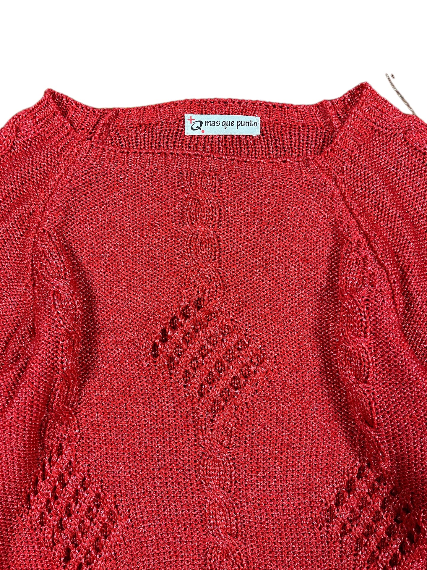 Vintage Mas Que Punto Knitted Sweatshirt Shiny Red - M