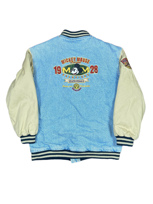Vintage Disney Mickey Mouse 1990s Denim Collage Jacket Beige Blue - M