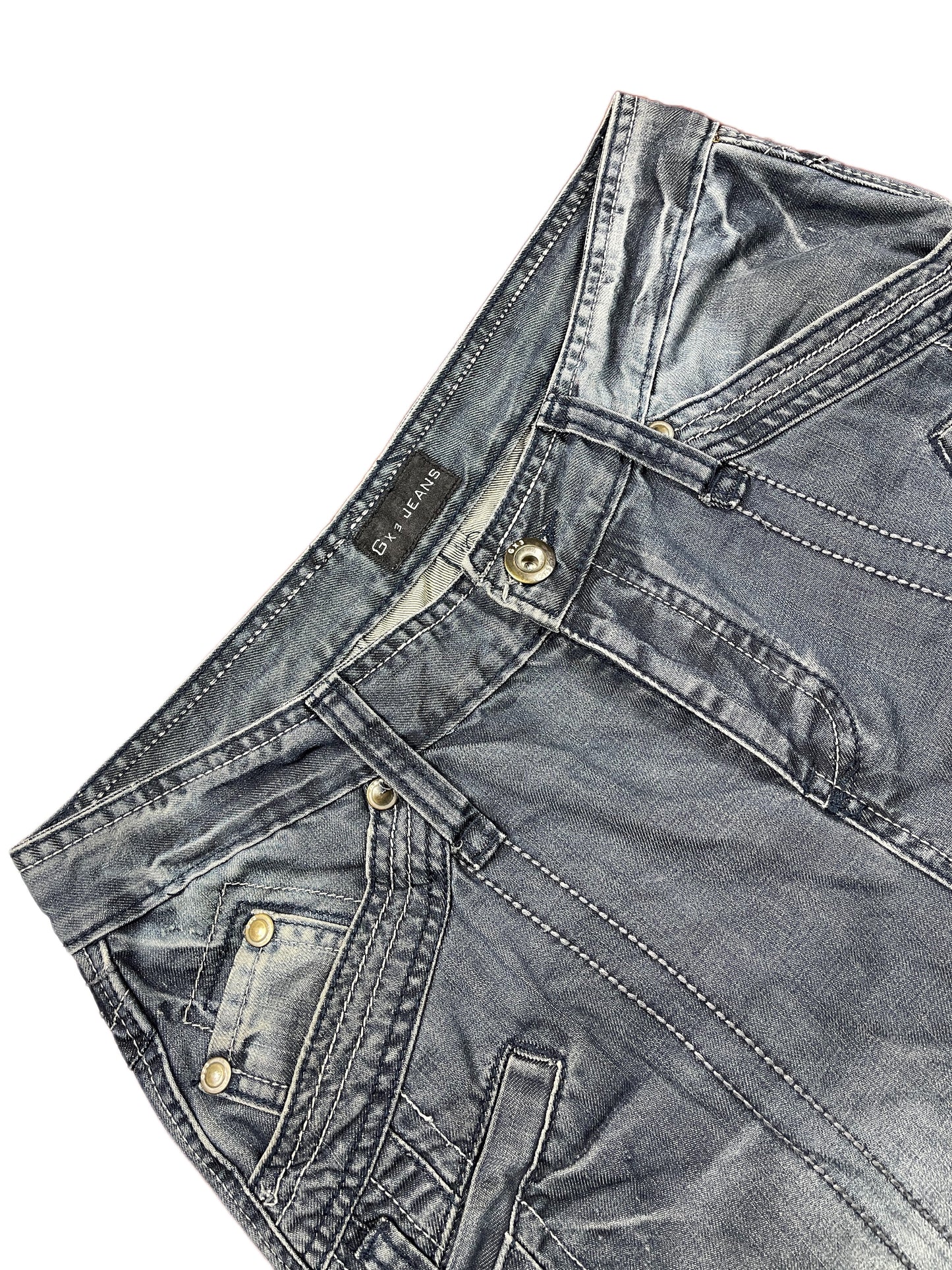 Y2k GX3 Denim Bootcut Pants Blue - L