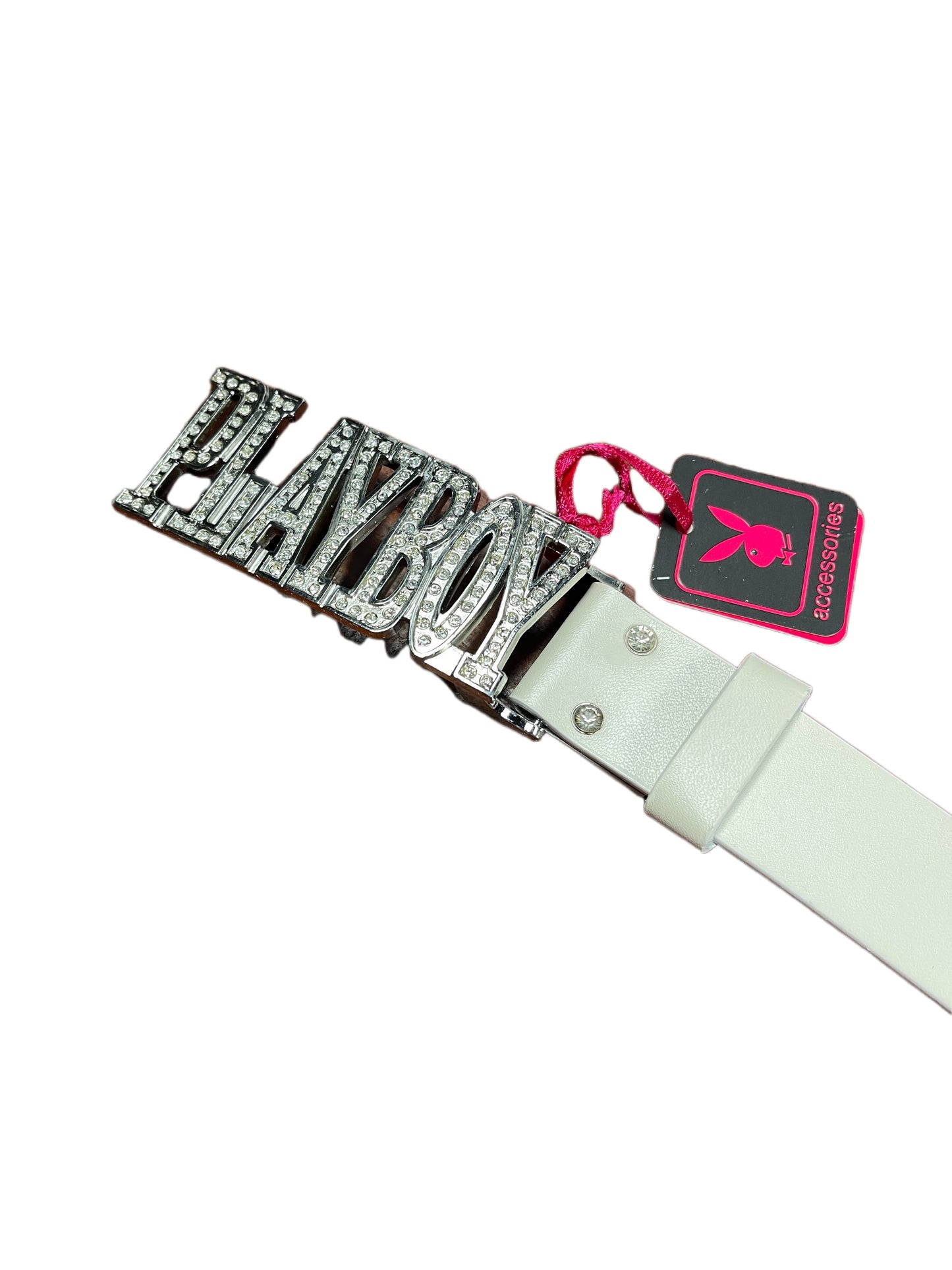 Y2k Playboy Leather Belt White 2004