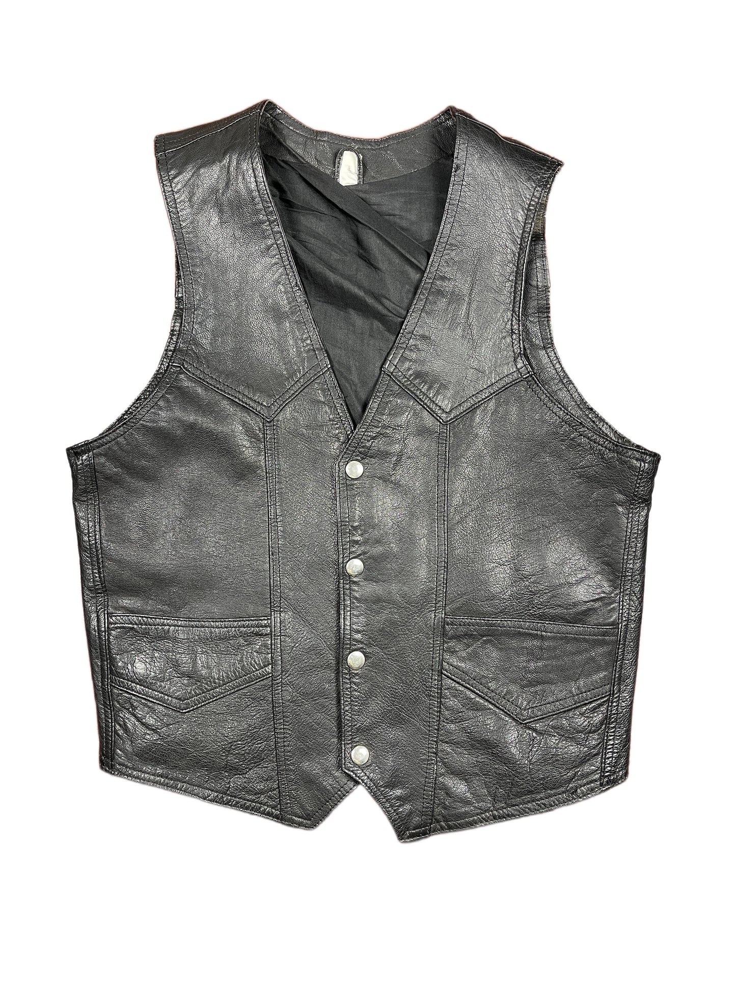 Vintage Leather Vest Black - S