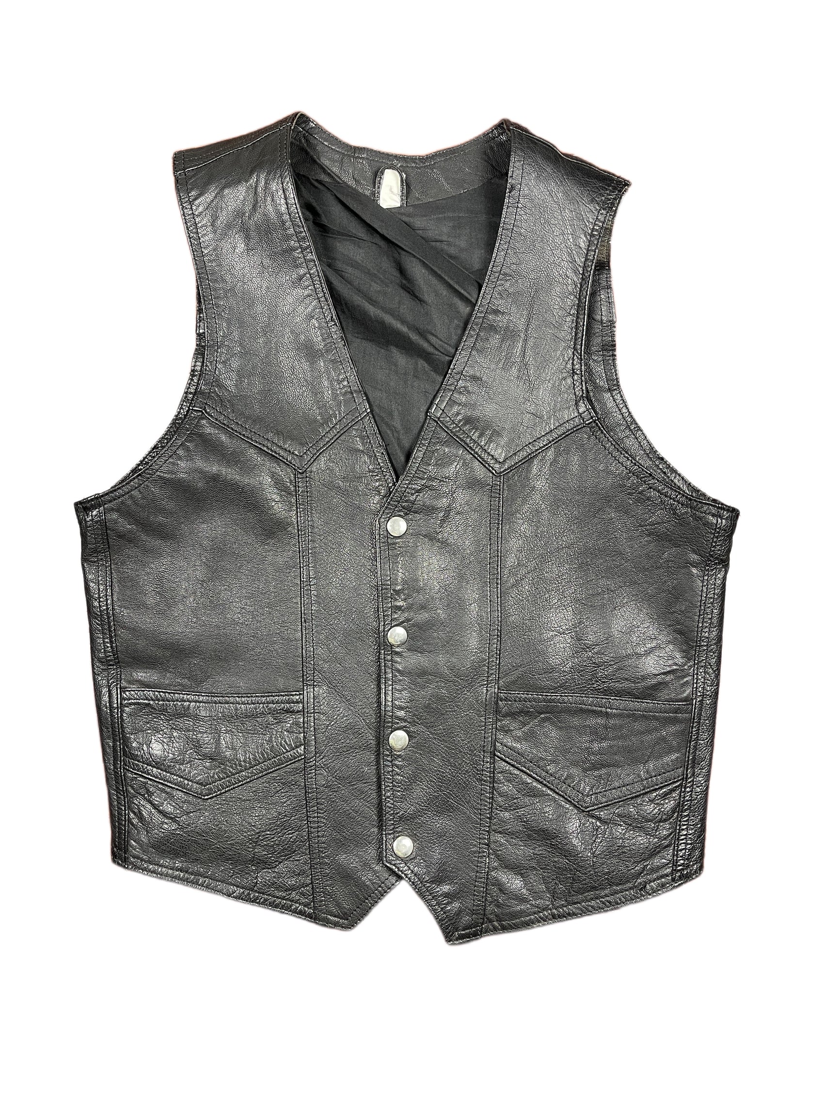Vintage Leather Vest Black - S