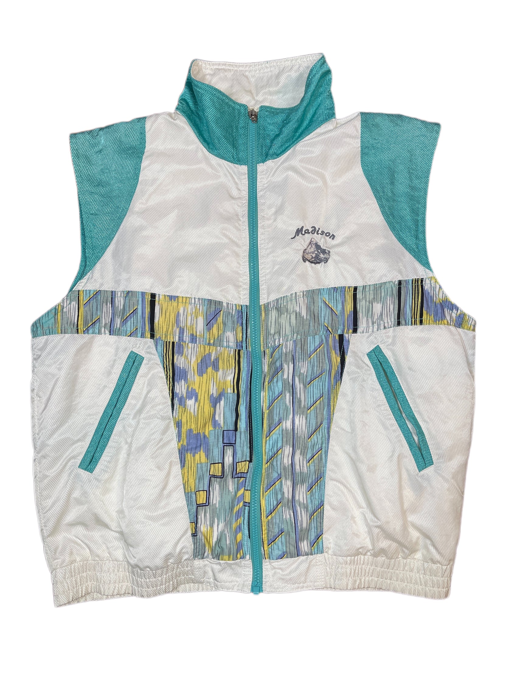 Vintage Madison Sport Vest White Turquoise - M