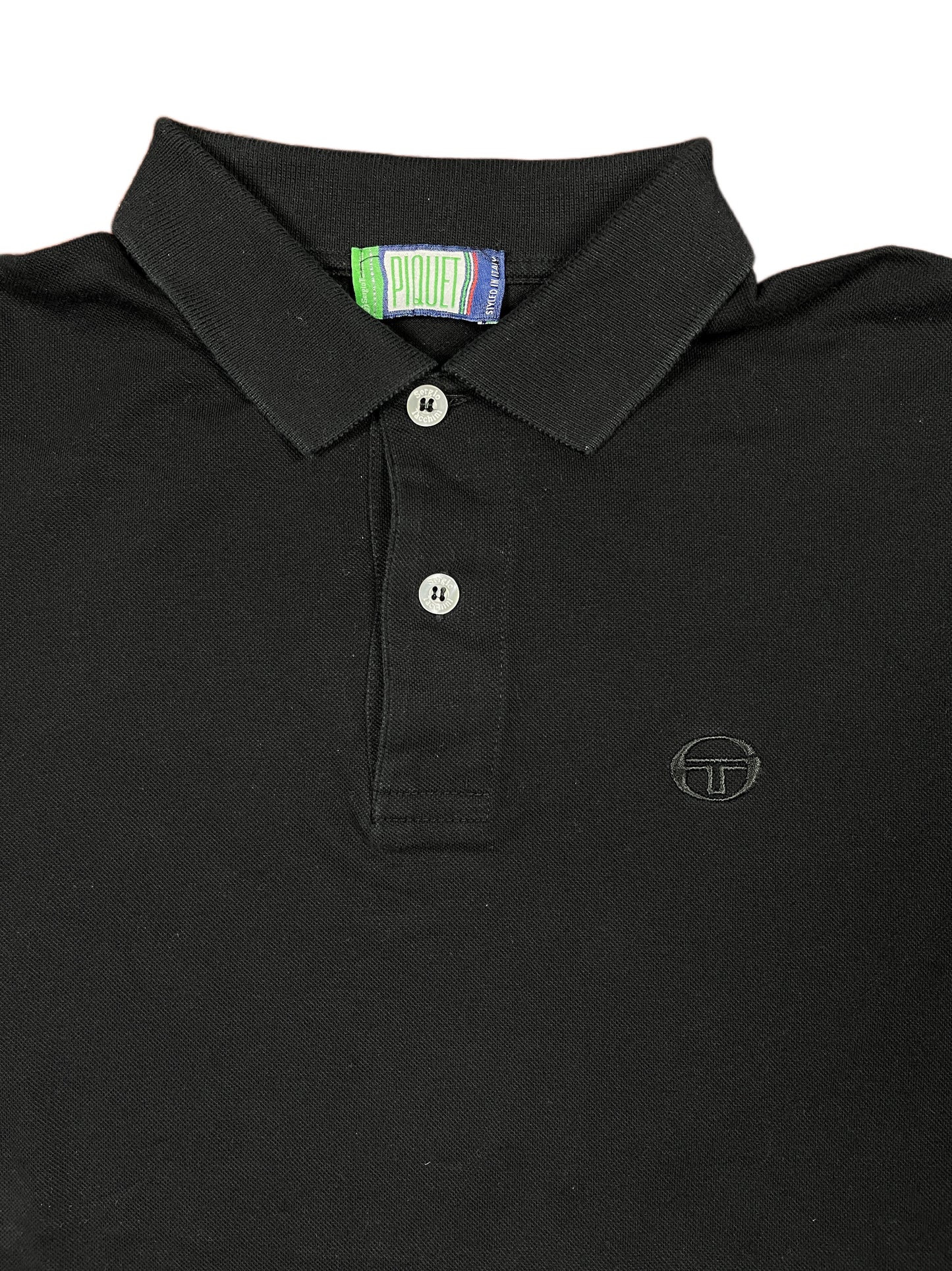 Vintage Sergio Tacchini Piquet Polo Shirt Black - XL