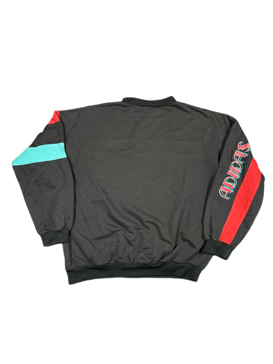 Vintage 90s Adidas Boxy Fit Sweatshirt Black Multicolor - L/XL
