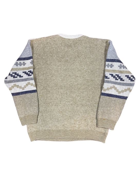 Vintage Knitted Sweatshirt Beige Multicolor - XL