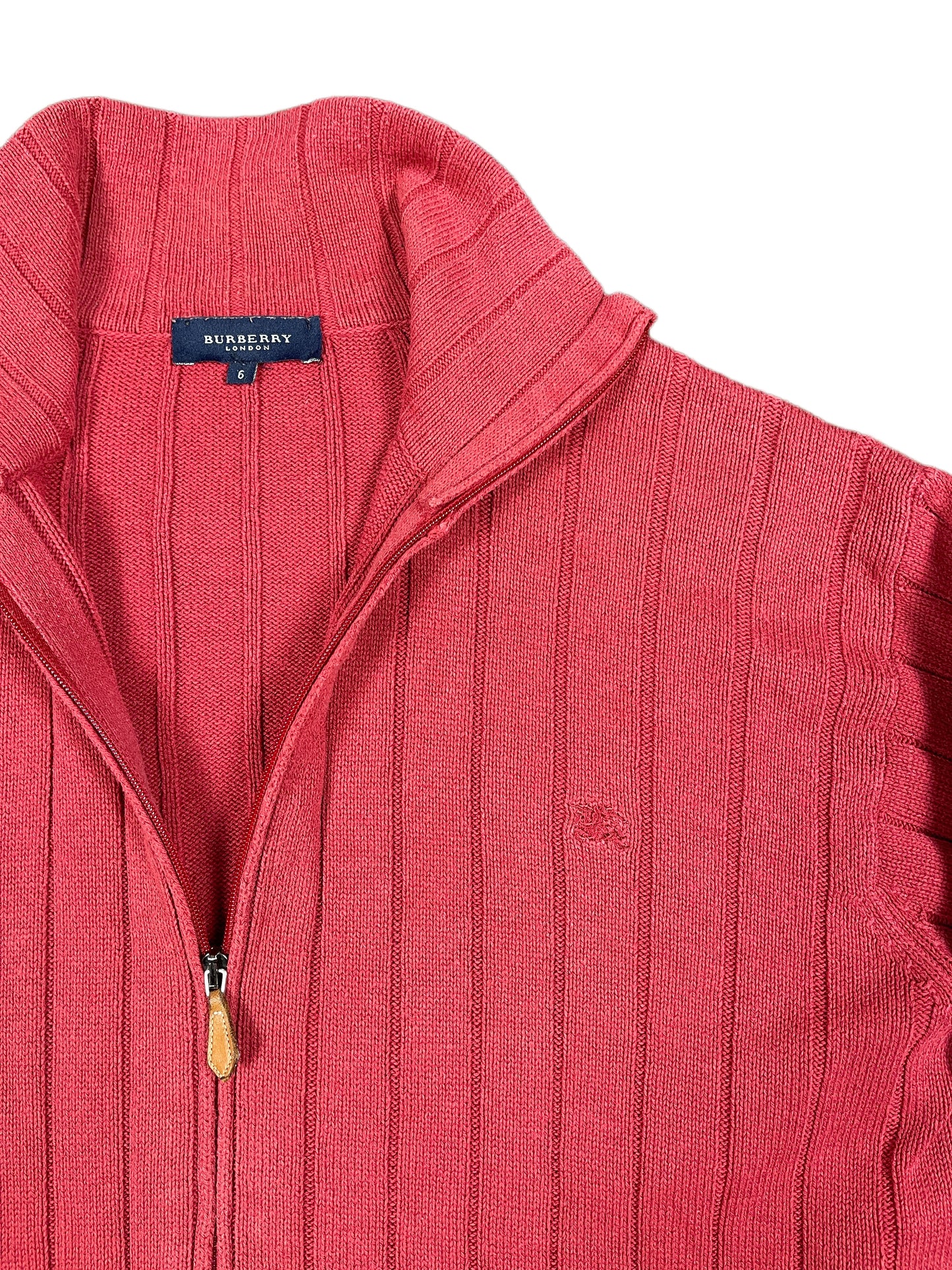 Y2k Burberry Zip Knitted Sweatshirt Red - XXL