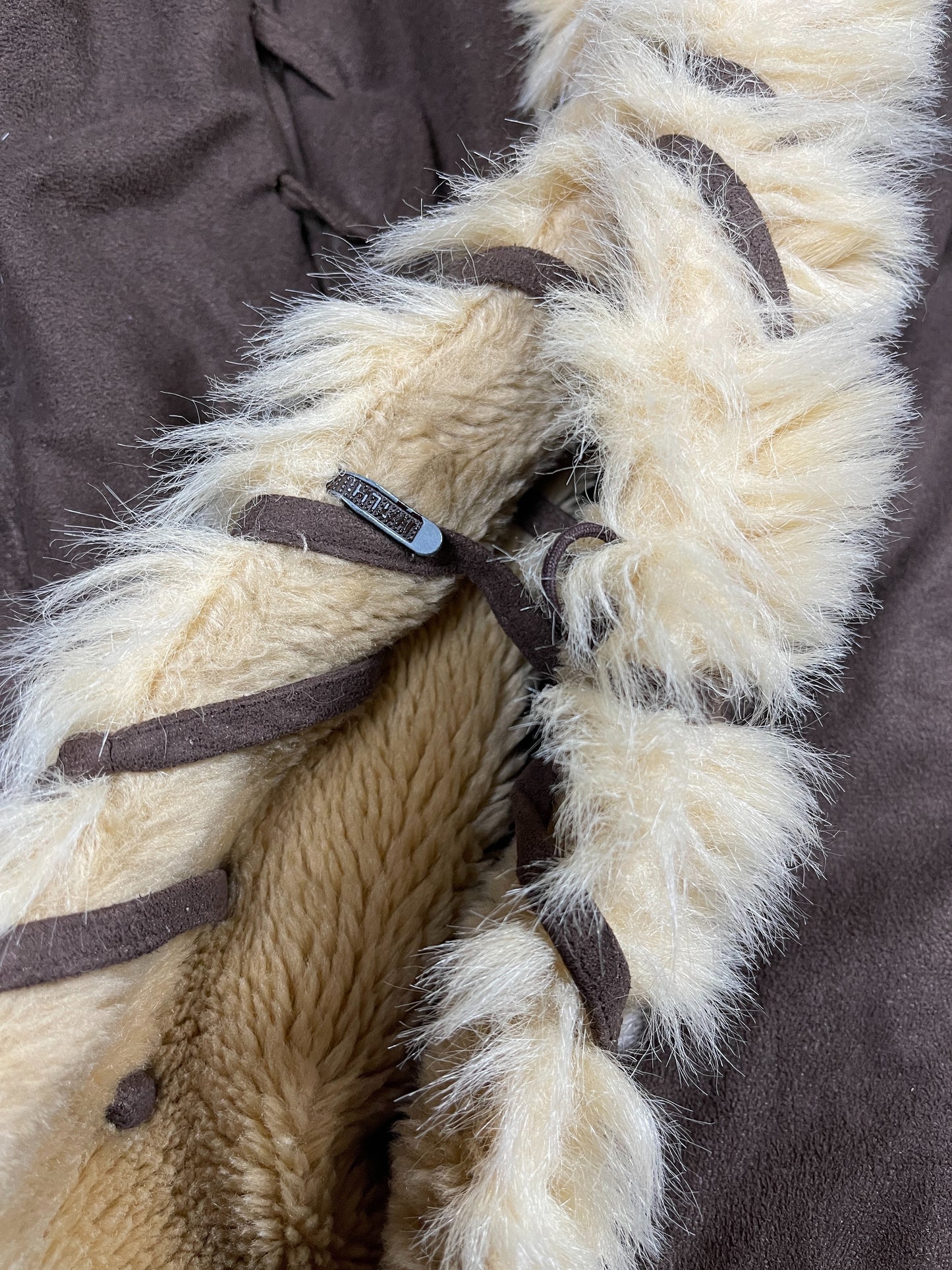 Y2k Fake Fur Jacket Brown Beige - L