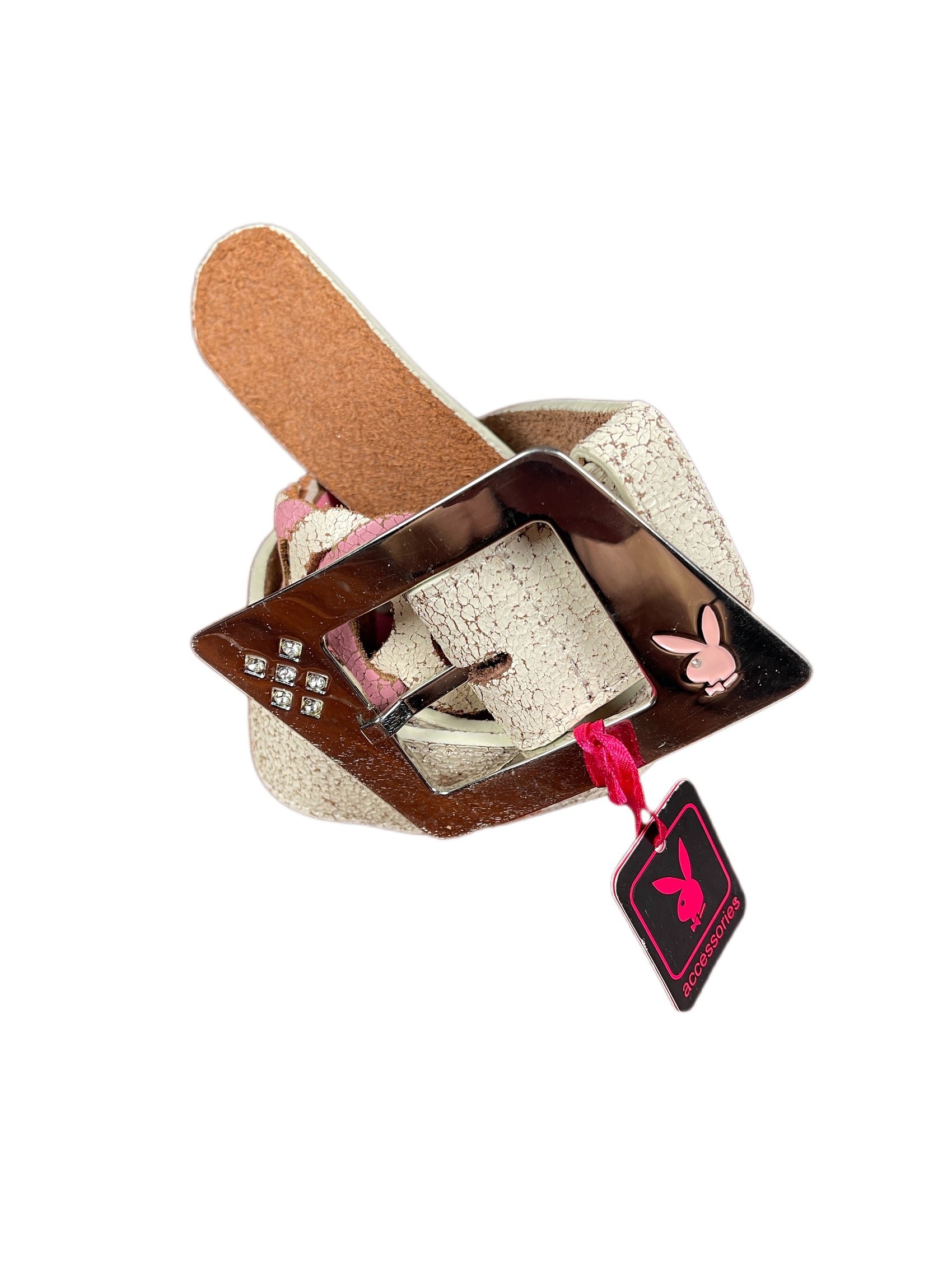 Y2k Playboy LEather Belt Cream Pink 2004