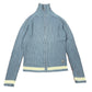 Y2k No Logo Knitted Zip Sweatshirt Blue - M