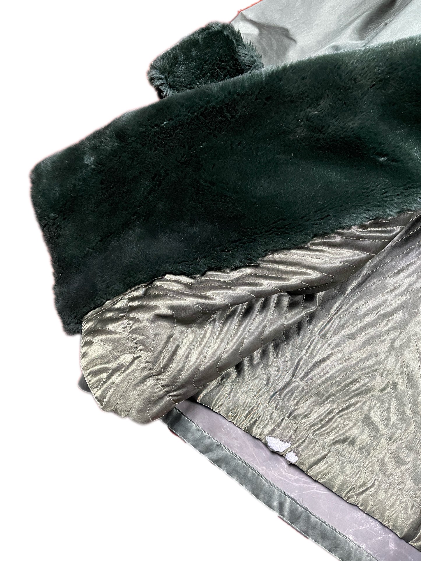 Vintage Faux Fur Coat Shiny Green - L