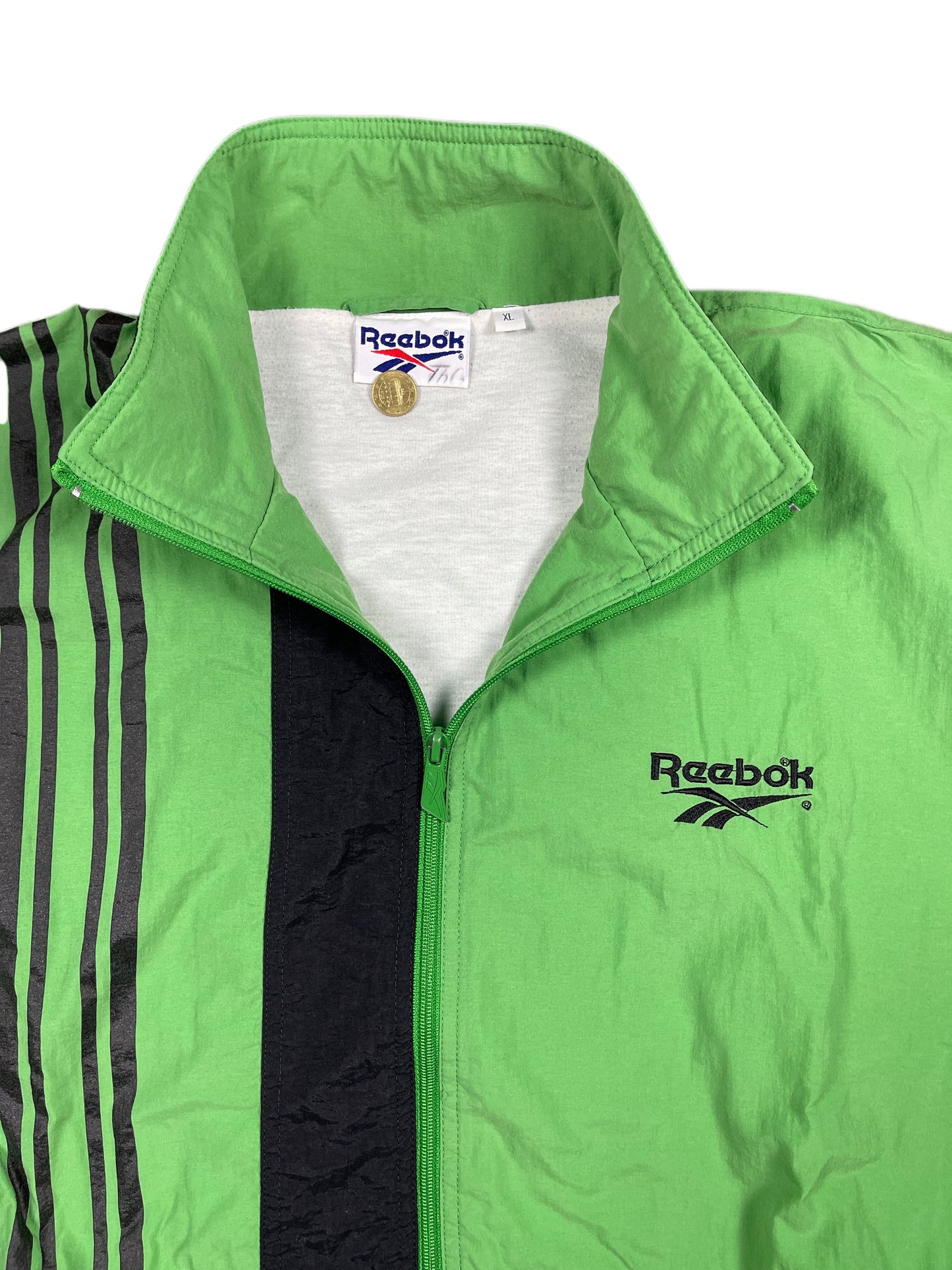 Vintage Reebok Sport Jacket Green Black - XL