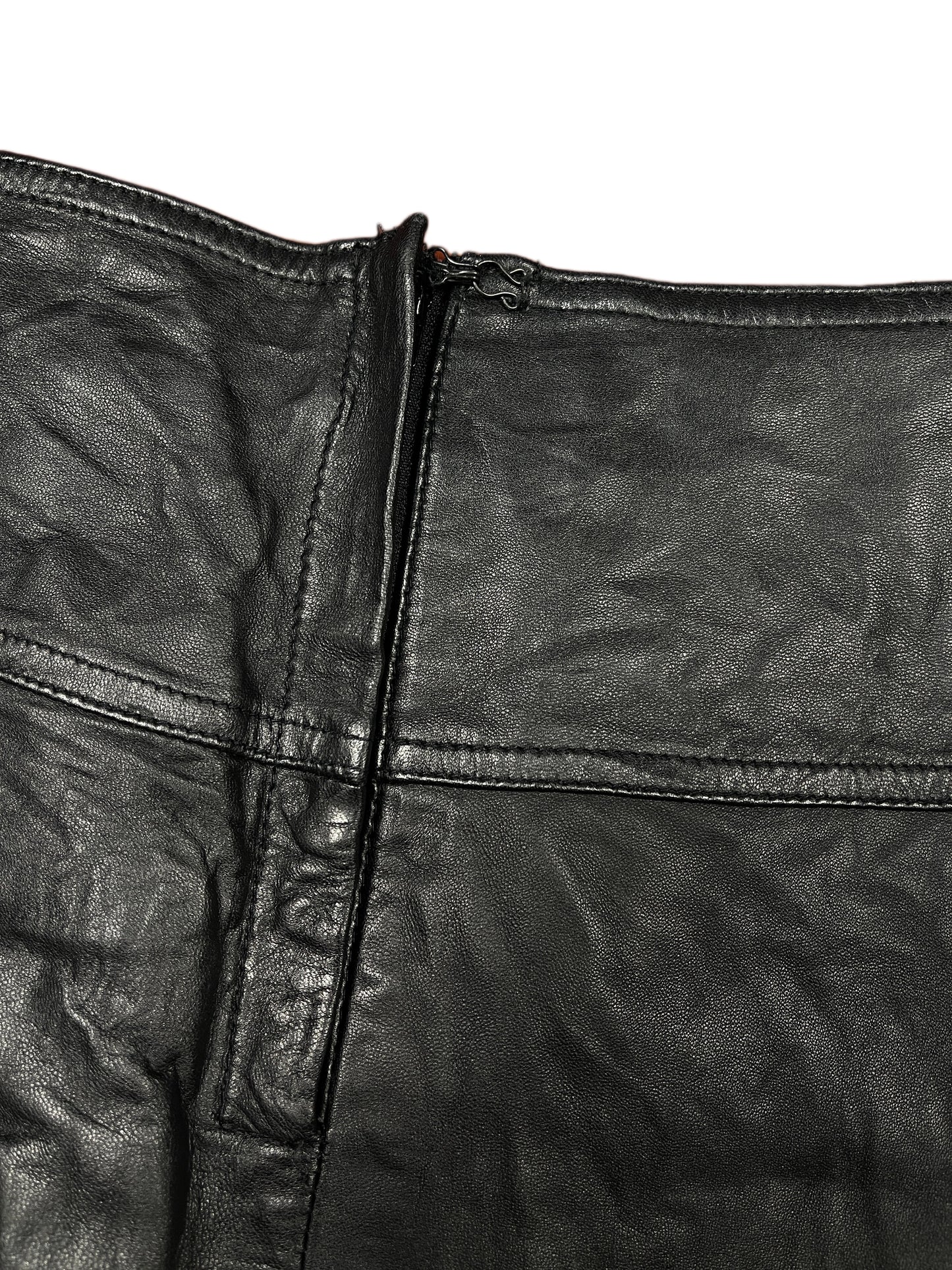 Vintage Leather Skirt Black - S