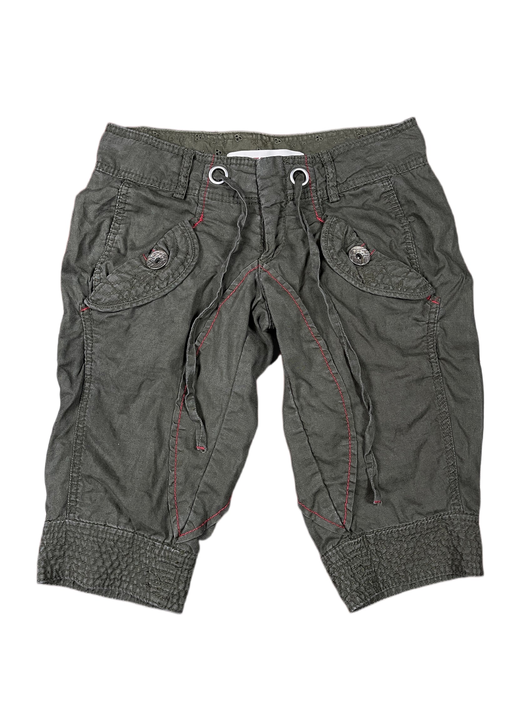 Y2k Miss Sixty Low Waist Capri Shorts Khaki - XS