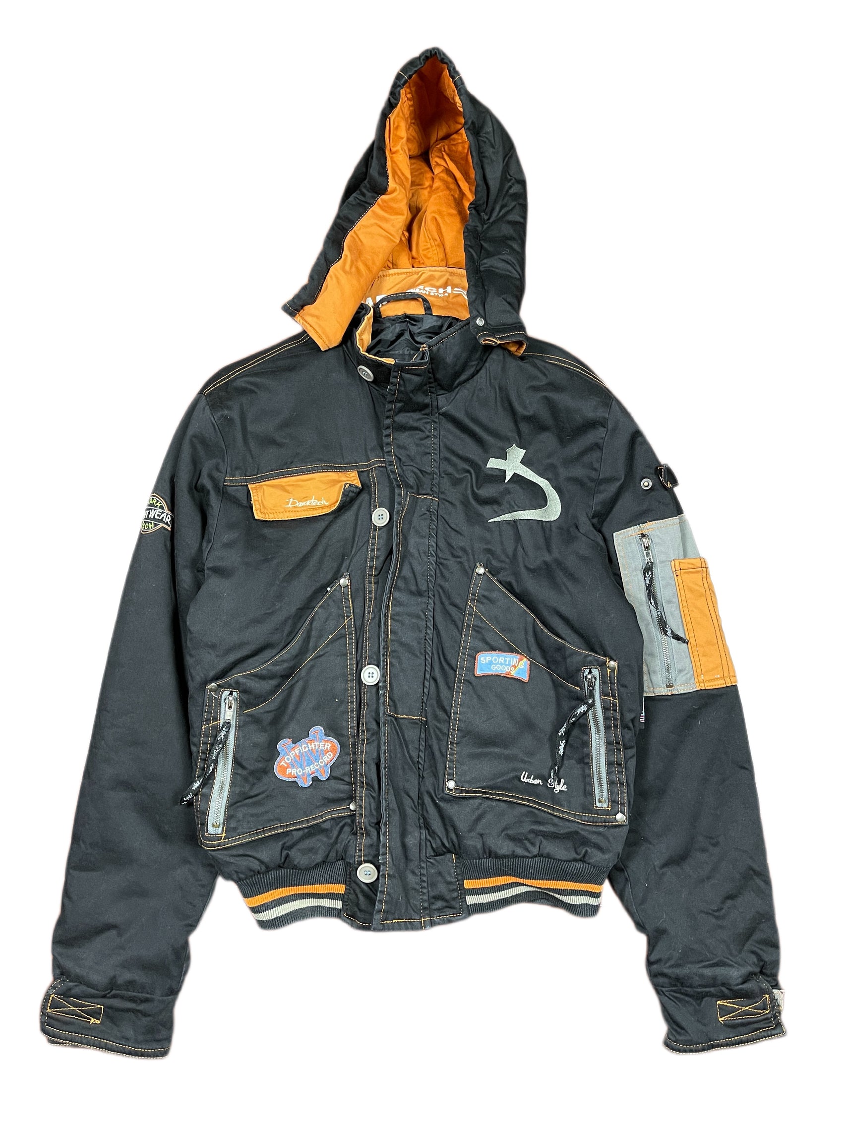 Y2k Darktech Jacket Black Orange - S