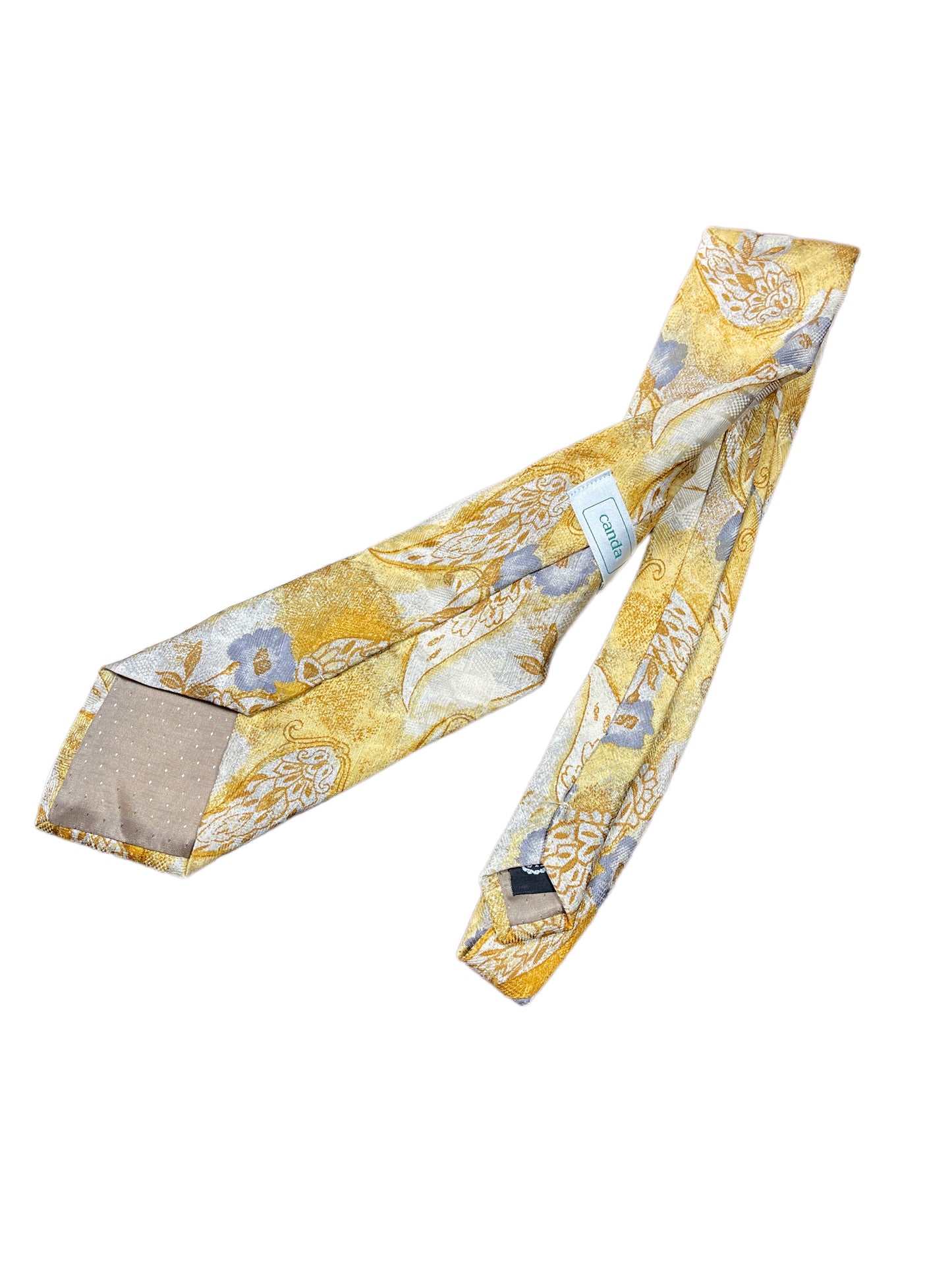 Vintage C&A Silk Tie Flowers Yellow