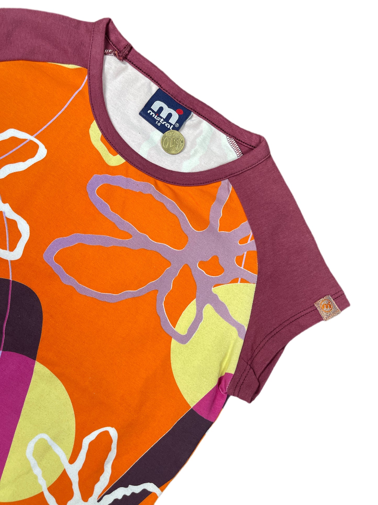 Y2k Mistral Short Sleeve Baby Top Red Orange - XXS/XS