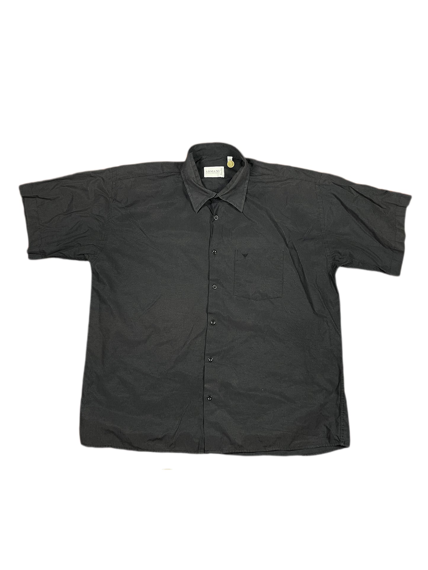 Vintage Armani Short Sleeve Shirt Striped Black - XXXL