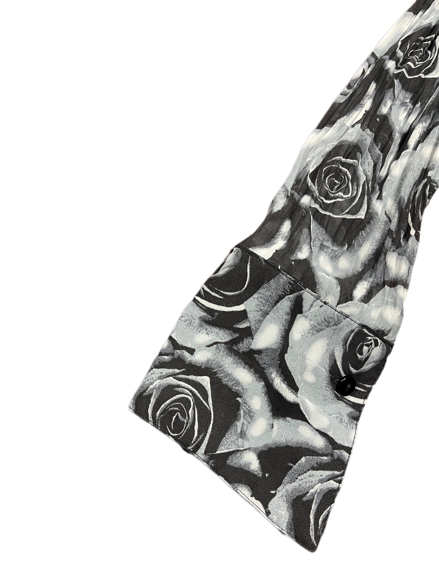 Y2k Blanc Nature See Through Long Sleeve Top Roses Gray Black - XL