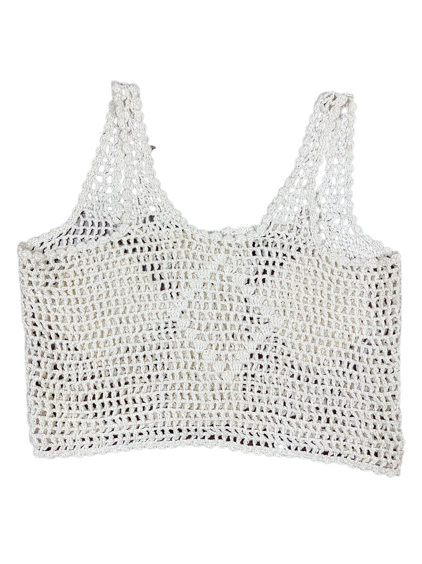 Vintage Knitted See Through Sleeveless Top White - XL