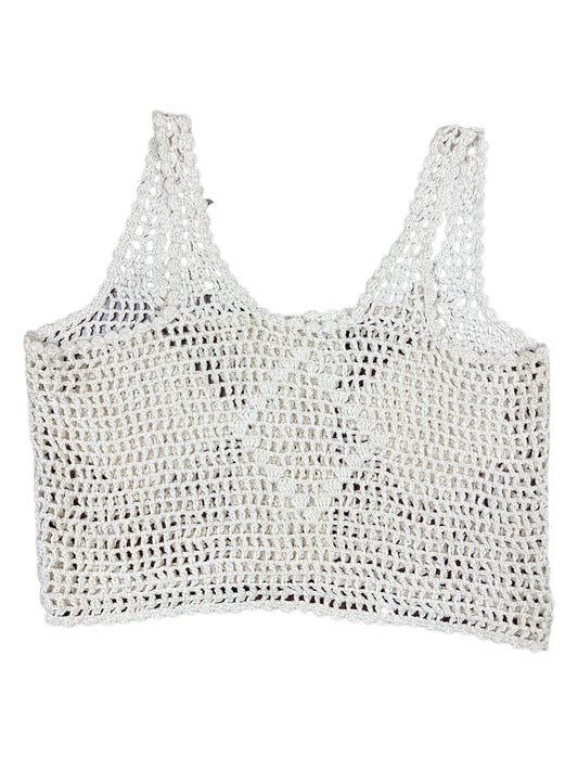 Vintage Knitted See Through Sleeveless Top White - XL