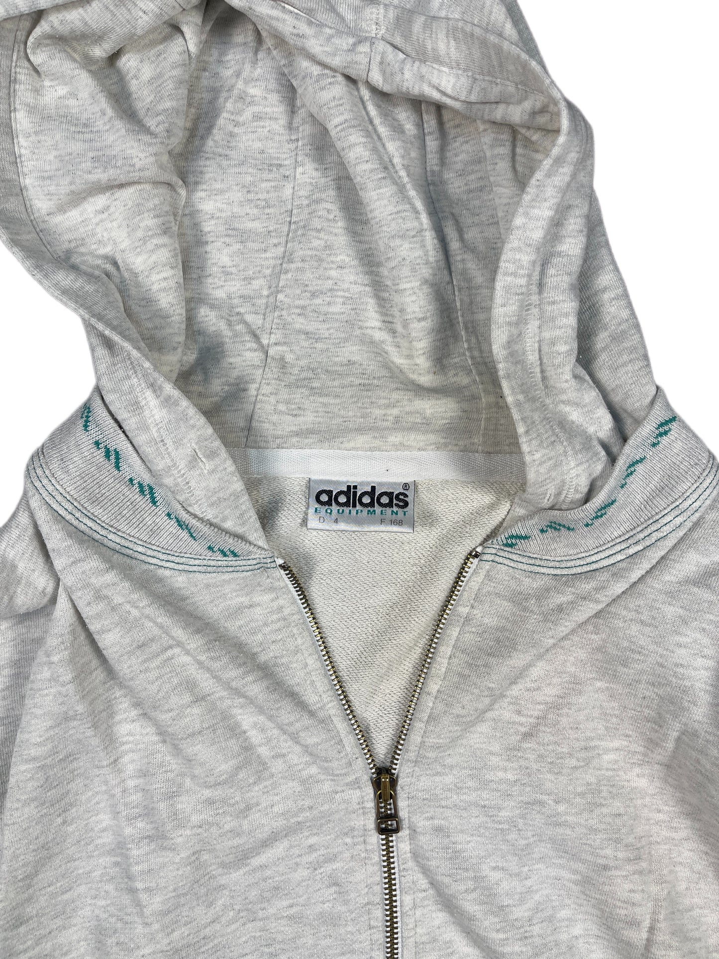 Vintage Adidas Zip Sweatshirt Grey Cotton Blend M